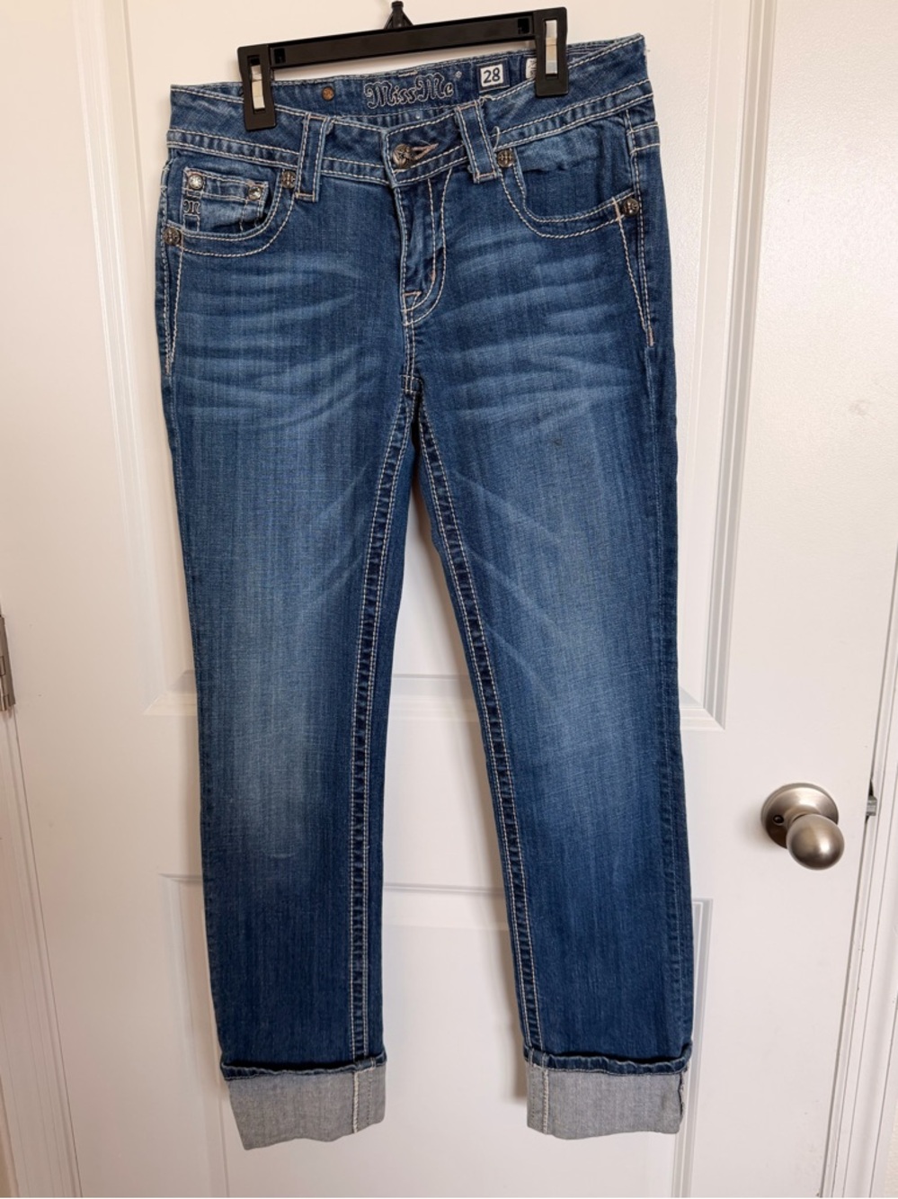 Miss Me Straight Leg Cuffed Jeans Size 28 - Picture 2 of 3